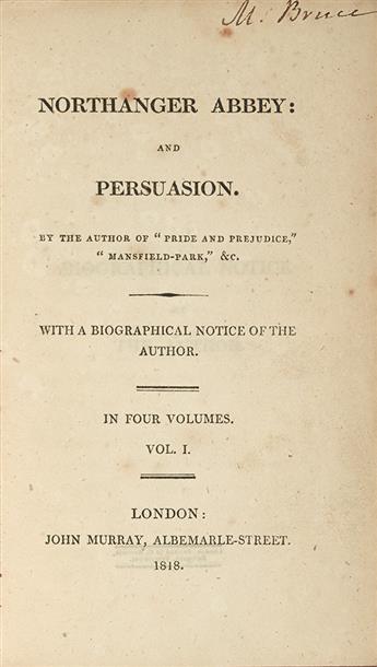 AUSTEN, JANE. Northanger Abbey and Persuasion. With a Biographical Notice of the Author.
